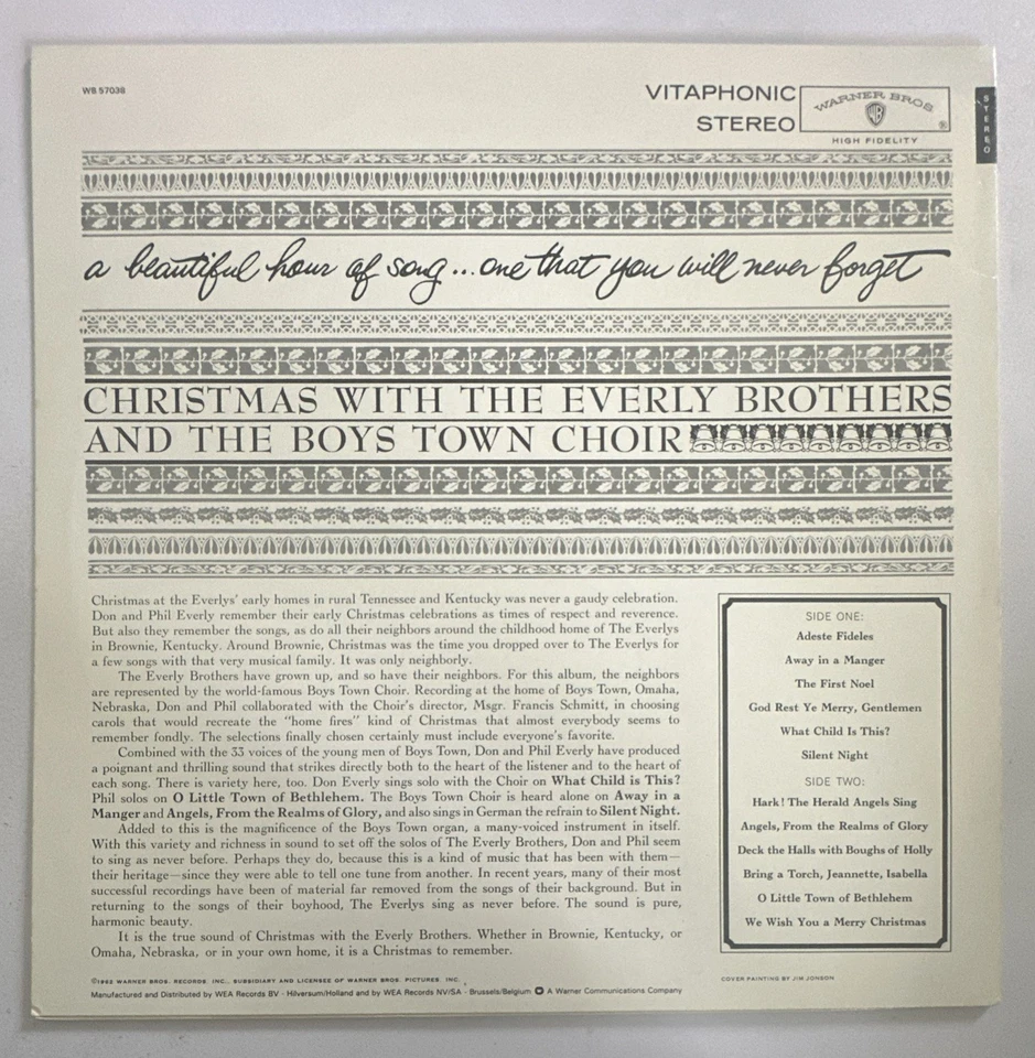 Christmas With The Everly Brothers & Boys Town Choir Record Warner Bros NM / EX - Image 3 of 4