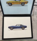 Custom Modified Blue Camaro Hotwheels Redline Inspired 11x14 Framed Canvas Art