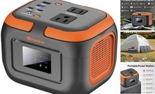 Portable Power Station 120W, 110V Power Bank with AC Outlet, Grey Orange