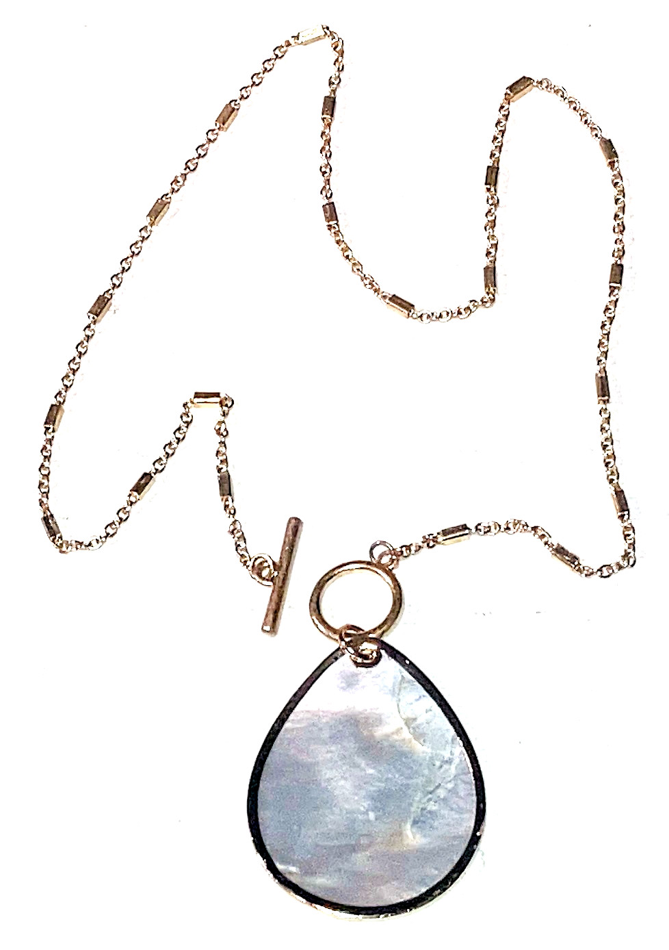 • DRAMATIC Reversible Shell Gold-Tone Chain & Bea… - image 4