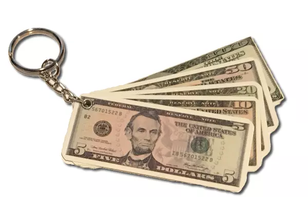 $100 Dollar Bills Charms Keychain - Money Keyring Bag Clip Women