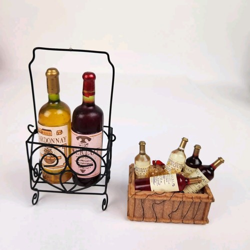 Wine Bottle Rack Holder & Box Of Wine Christmas Tree Ornament Merlot Chardonnay