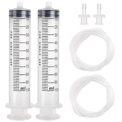 DEPEPE 2pcs 100ml Large Plastic Syringe with 2pcs 47in Handy