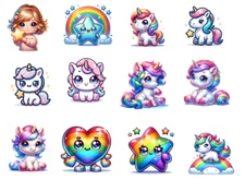 Cute Baby Unicorn Stickers Journal Stickers [USA] 12 stickers