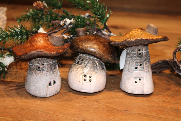 3Er Set Pilze Mit Led-Funktion, Keramik, H Ca. 7/ 9 Cm, Pilze Herbst, Schwammerl-image