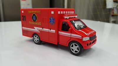 Sanitäter Krankenwagen Feuer Department Rot Spielzeug Auto Modell Kinsfun