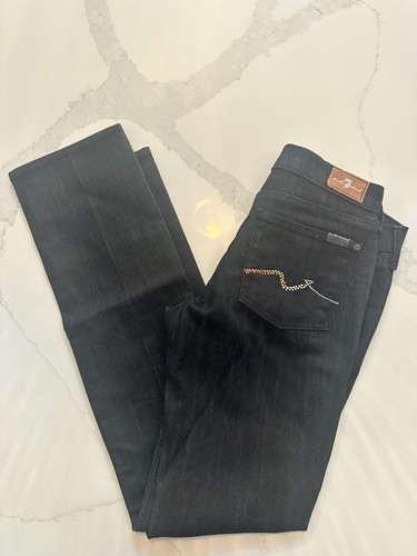 7 FOR ALL MANKIND DARK WASH SWAROVSKI CRYSTAL POCKETS JEANS SIZE 29 - Picture 8 of 11
