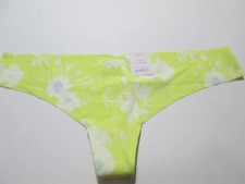 Auden Womens Size L Panty Lime Green Thong Invisible Edge Stretch Floral
