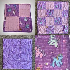 Vintage Finished My Little Pony Handmade Patchwork Squares Childs Baby Quilt