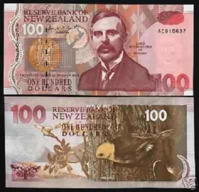 NEW ZEALAND 100 DOLLARS P-181 1992 NOBEL PRIZE BIRD UNC RARE