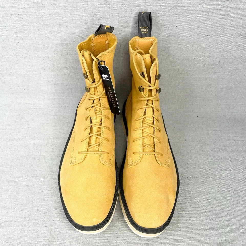 Botas Sorel para mujer 9.5 Hi Line amarillas gamuza impermeables combate botines con cordones Foto 3 de 4