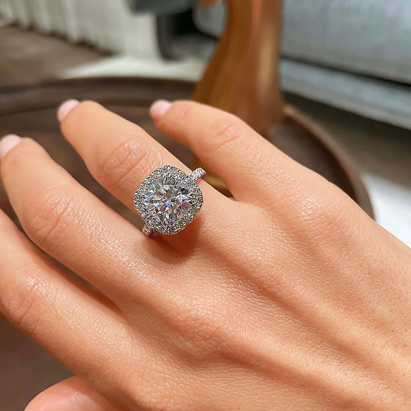 Engagement Ring Cushion Cut Diamond 5 Carat IGI Lab Created 14k  White Gold 5 6