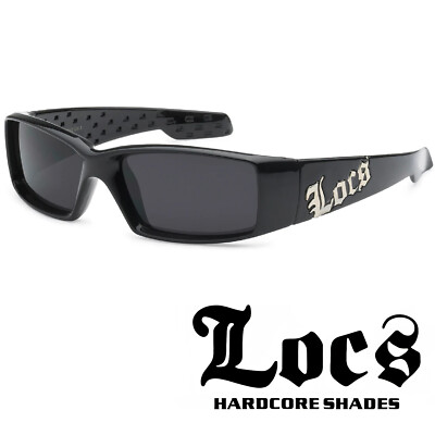 Men's Locs Designer Sunglasses Black Frame Rectangular Dark Lens Gangster Cholo