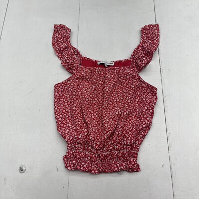 Louna Red Flora Smocked Tank Women s Size XS