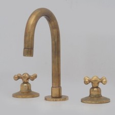 Widespread 3 Holes Solid Unlacquered Brass Faucet, Deck Mount Vanity Sink Faucet