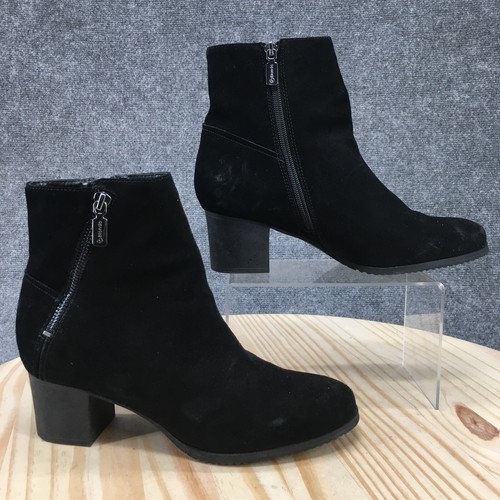 Blondo Boots Womens 9 M Waterproof Ankle Booties Black Suede Side Zip Heels - 第 1/16 張圖片