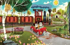 MIckey's Runaway Railway Minnie Mouse Train Goofy Concept Art Poster Disney
