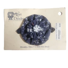 Longaberger Basket Tie Heart of Dresden Blue & White Snowflake Carnation