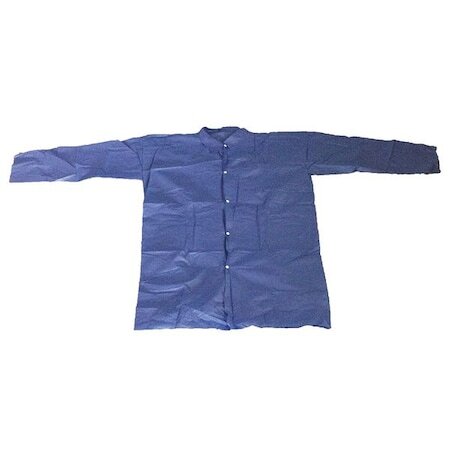 Condor 26W854 Condor Disposable Lab Coat, Polypropylene, Snaps Closure, Blue,