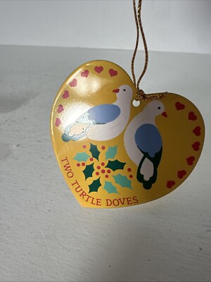 Vintage Avon Twelve 12 Days of Christmas Metal Ornament * Two turtle Doves *1997