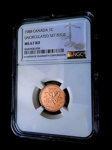 1988 CANADA CENT NGC MS67 RD COPPER UNCIRCULATED SET ISSUE COIN POPULATION 3 - Picture 3 of 4