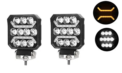 2x LED Travail Spot Léger Lampe Blanc Ambre 12v 24v Norme E 6500K Slim Modèle - Photo 1/4