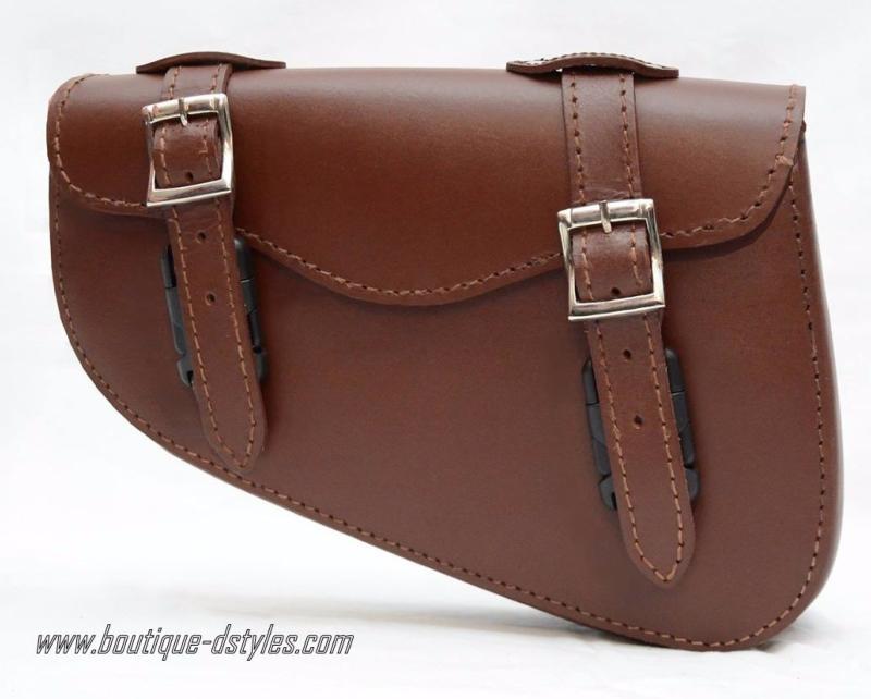 Sac outil latéral cuir marron moto Harley Sportster Iron Forty Eight Nightster