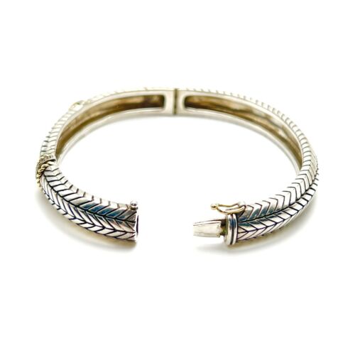 Andrea Candela Sterlingsilber & 14K Gold Diamant geflochtener Armreif Armband - Bild 6 von 11