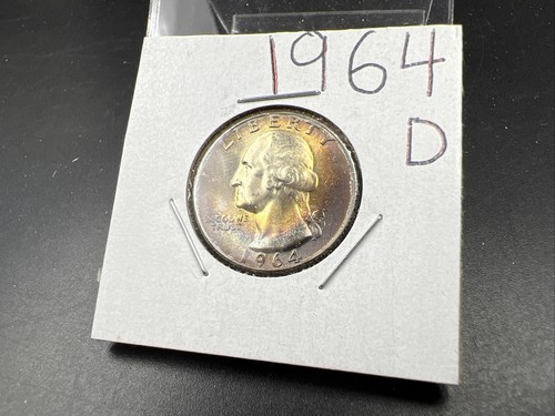 1964 D Washington 25c Silver Quarter Coin PQ * Star Nice Toning Toner Obverse - Picture 4 of 10