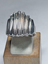 Vintage Sterling Silver Ribbed Design Ring 6.9g Size 8