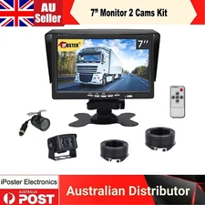 7" Monitor 4 PIN 2x Heay Duty IR Rear View Cameras 12-24v For Caravan Rv Van Bus