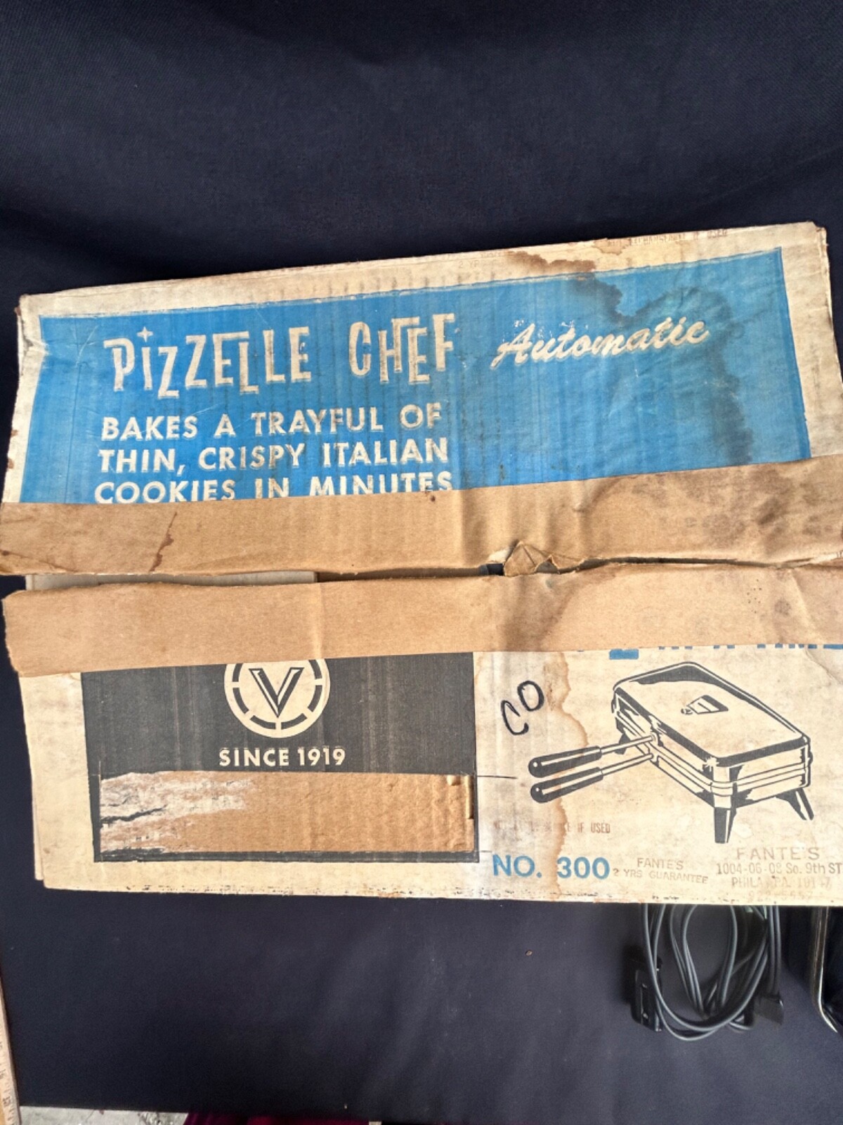 VTG VITANTONIO PIZZELLE CHEF 300 ITALIAN COOKIE MAKER BAKER USED 3x BOX