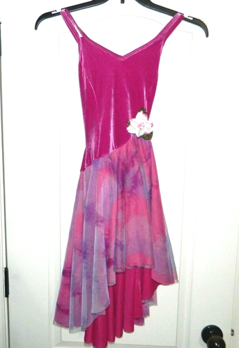 Women's Ice Skating Dress Hot Pink Tie-Dye Size Small - Picture 7 of 7