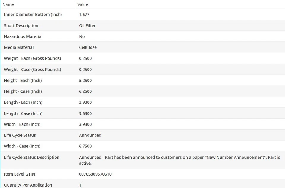 Filtro de aceite de motor OEM WIX para KIA SEDONA 2006-2010 V6-3,8 L Foto 4 de 4