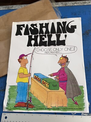Vintage 1998 Fishing Hell Beer Bait Artwork Drawing by Jim Beran Slice Of Life 