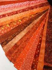 20 All Different Orange 2.5 “ X WOF Jelly Roll 100% cotton fabric Strips