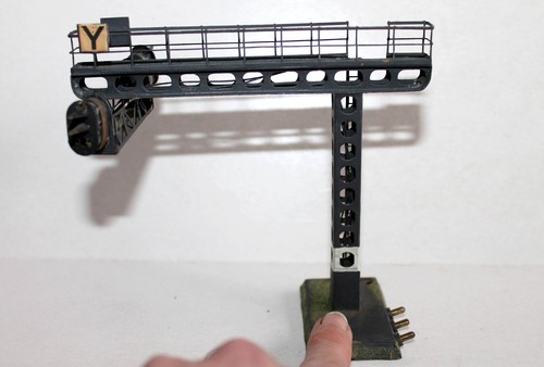 PORTIQUE, POTENCE NACELLE DOUBLE FEU SIGNALISATION, FERROVIAIRE SEMAPHORE HO + N - Foto 4 di 7