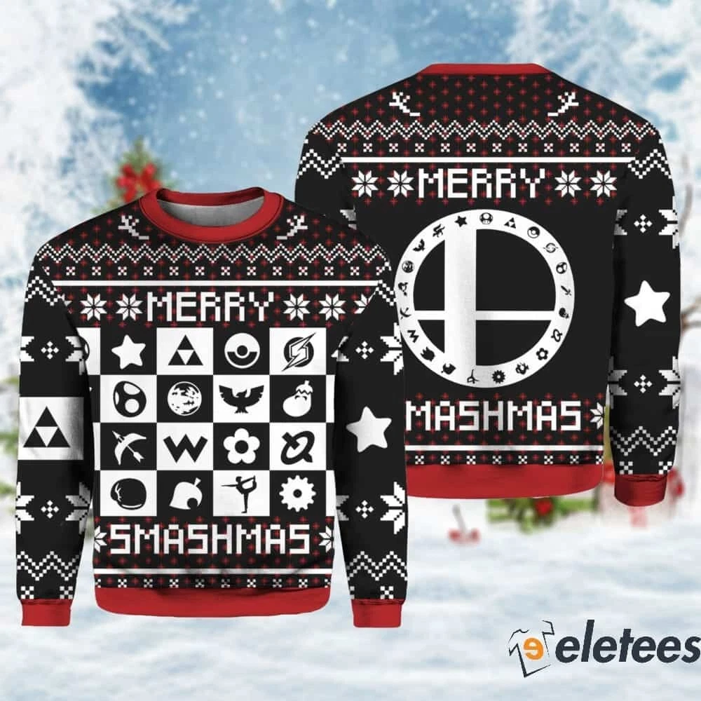 Merry Smashmas Super Smash Bros Ugly Christmas Sweater PLFKH86C