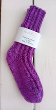 Hand knitted baby socks in heather coloured natural merino wool, 3 - 6 months