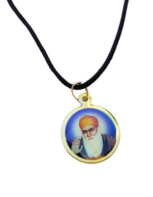 Sikh Guru Nanak & Guru Gobind Singh Oval Pendant – Black Evil Eye Shield Thread With Prayer Beads (From India) 4 thumbnail image