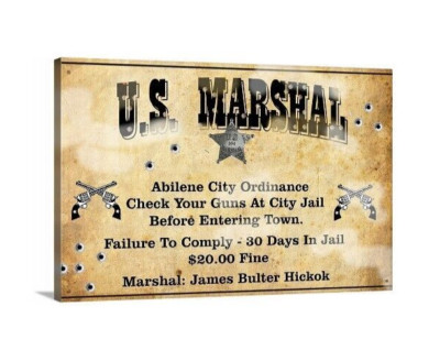Canvas Wrap Giclee Art  US Marshal Abilene Kansas Office Sign A Day art 16x24