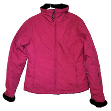 LL Bean Primaloft Packaway Small 6 8 Pink Embroidery Design Ski Coat Jacket Fur