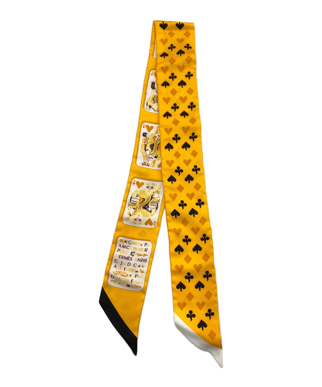 Hermes Scarf Silk Yellow Playing Cards Motif Box Included From Japan thumbnail 23