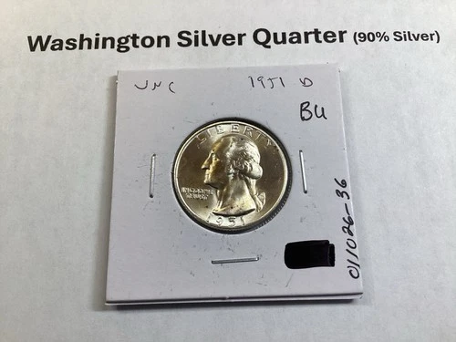 1951 D Washington Silver Quarter from Denver Mint in BU Condition 011026 36tk
