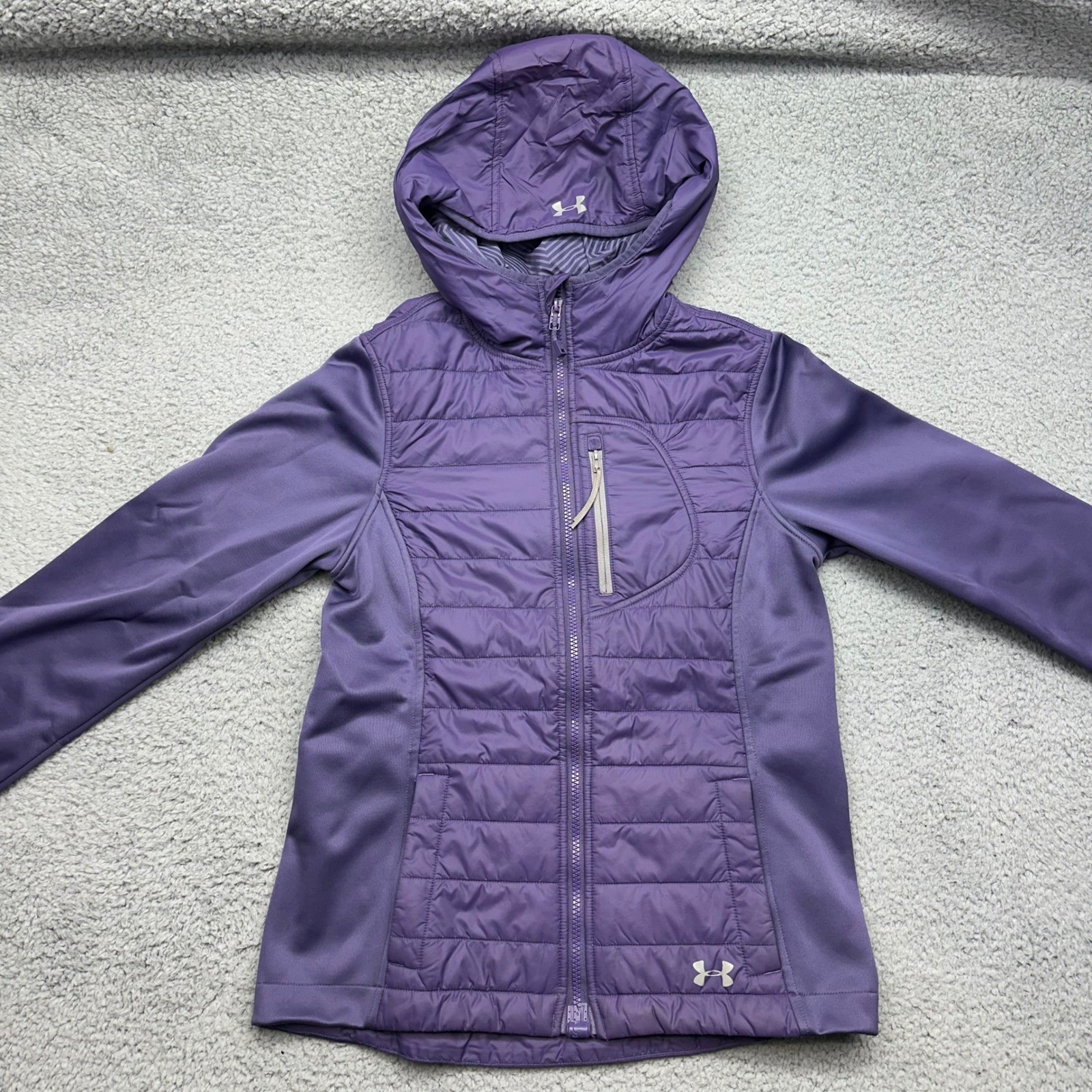 Under Armour 1249124 Womens XS ColdGear Infrared Primaloft Purple Hooded Jacket thumbnail 10