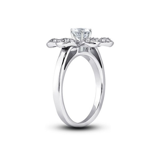 1.40ct G-SI1 Round Natural Certified Diamonds Plat Halo Ring with Matching Band - Picture 2 of 4