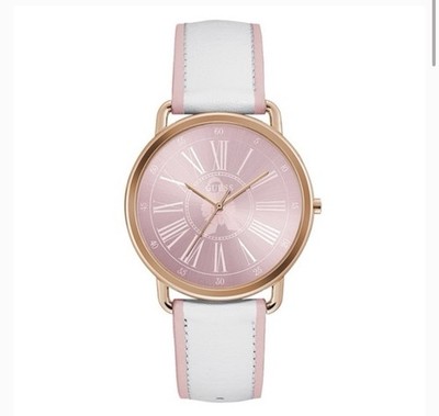 Guess U0032L8 Rose Gold Tone Pink And White Leather Watch