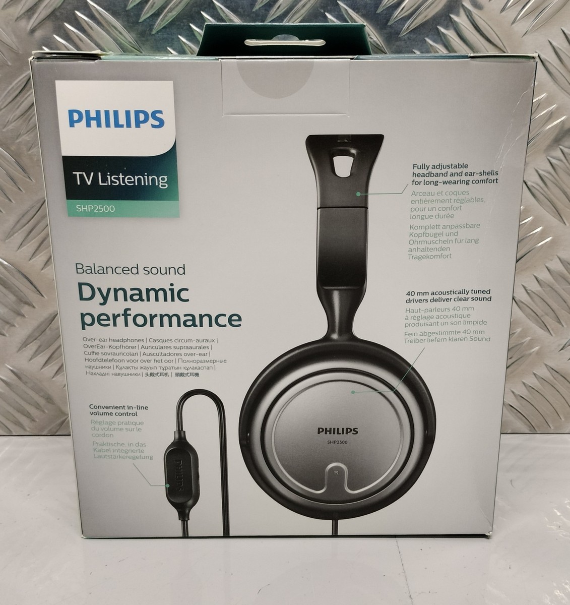 Philips Indoor Corded TV Headphones Black/Silver (SHP250010) for