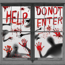 2Pcs Halloween Door Cover Window Poster Decorations Scary Zombie Hands Bloody Ha