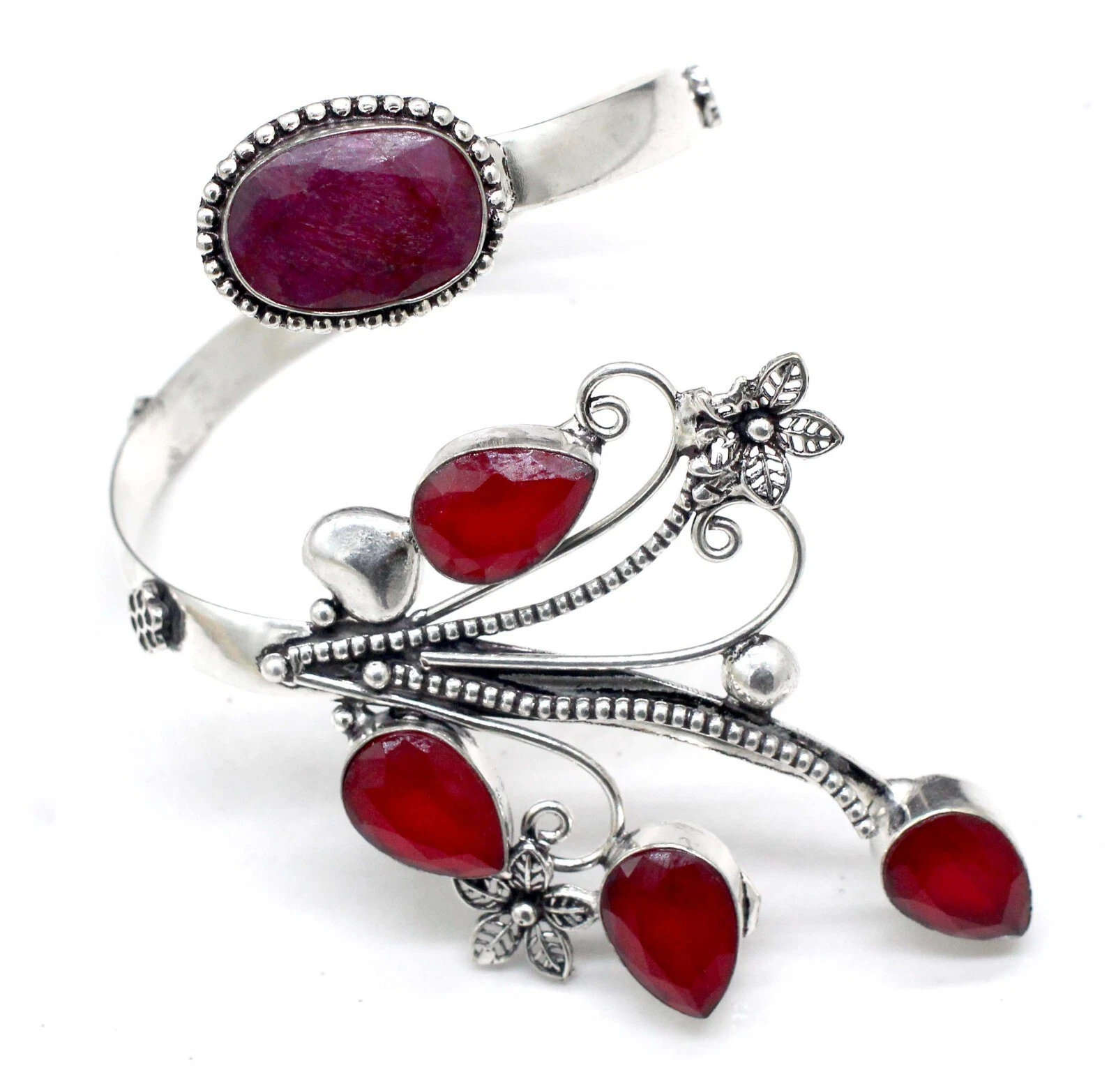 VALENTINO Bracciale gioiello argento sterling 925 rubino kashmir e smeraldo pietre preziose S ADJ"